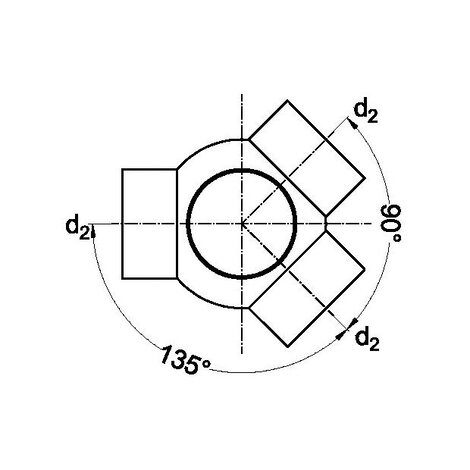Triple ball branch 88,5° - 135°