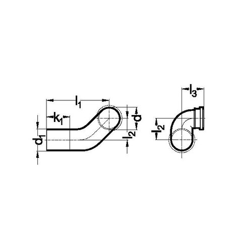 Wall-lavatory bend 90° (horizontal) rightWith protection plug