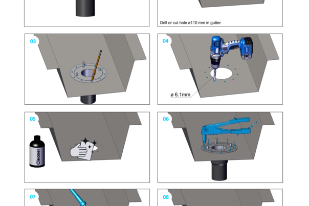 Akasison gutter outlet XL75 for metal gutter - code 747840