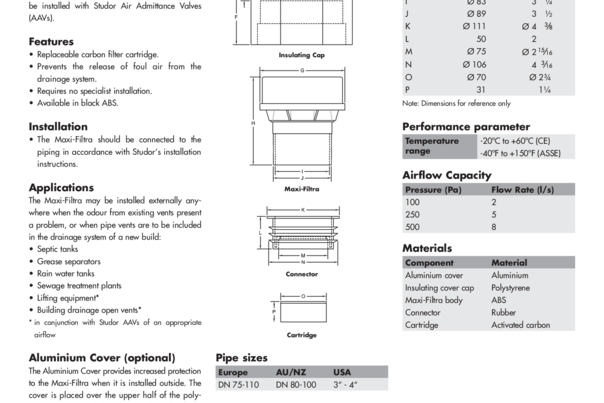 STUDOR - Specification Sheet - Maxi-Filtra